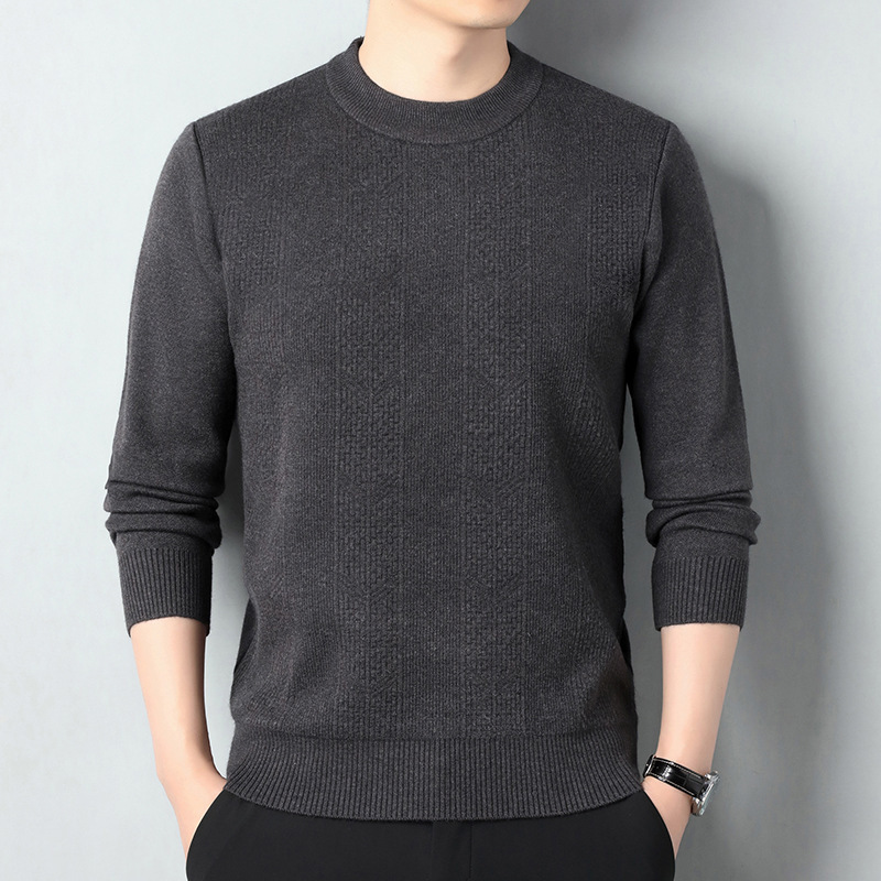 细软绵羊毛加厚男式休闲秋冬羊毛衫圆领羊毛保暖针织打底衫厚