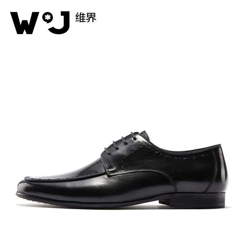维界W*J商务休闲鞋男睿智优雅新款牛皮商务休闲鞋 棕色 42图片