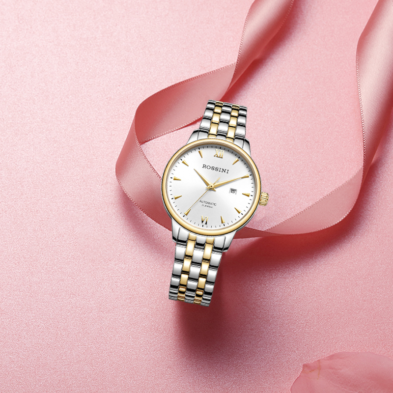 罗西尼rossini手表钟表雅尊商务系列时尚休闲正装间金属金钢女表带