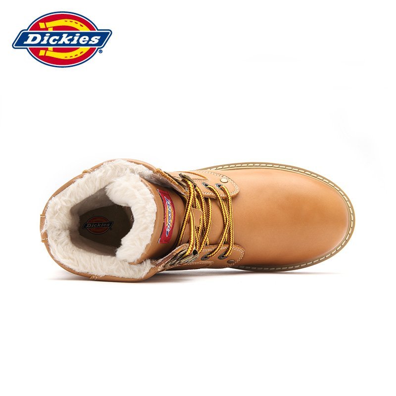 Dickies冬季新款男靴加绒保暖雪地靴男户外真皮厚底工装靴大黄靴163M50LXG08
