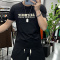夏季新款短袖T恤男士上衣字母抖音潮流时尚圆领半袖衫修身丝光棉