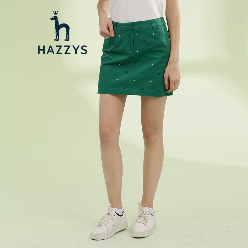 哈吉斯HAZZYS 春夏女士修身短裙刺绣运动裙休闲一步裙