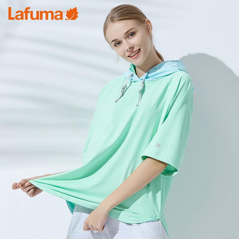 乐飞叶（LAFUMA）运动户外卫衣宽松五分袖T恤女连帽衫外套LFTS9BL13