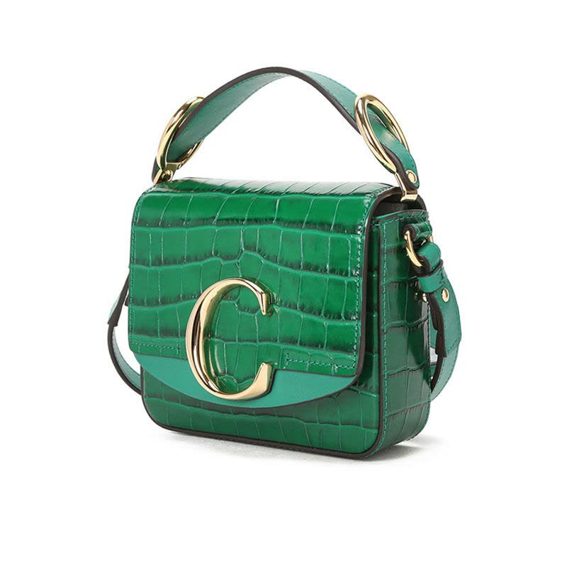 预订 CHLOE 迷你 C标识 鳄鱼压纹 单肩斜挎包CHC19US193 金扣图片