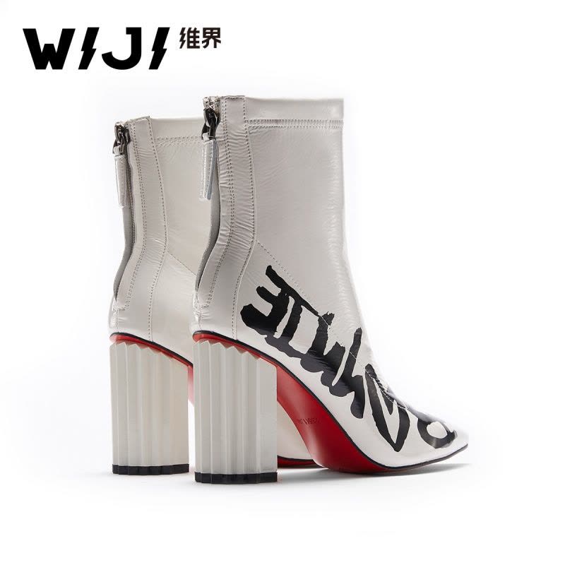 WIJI冬季新款时尚潮流时装靴休闲个性欧美街头高跟靴青春气质女鞋图片