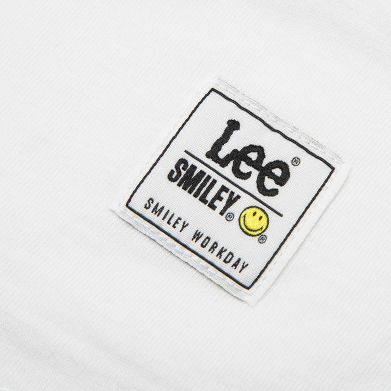 lee男装白色棉质短袖笑脸印花圆领t恤l296192lqk14