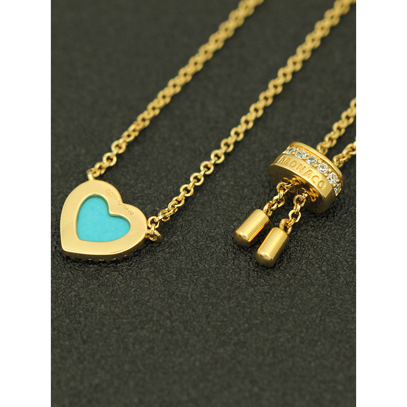 [宋祖儿同款]apm monaco新品蓝色爱心项链 小清新可爱气质锁骨链可