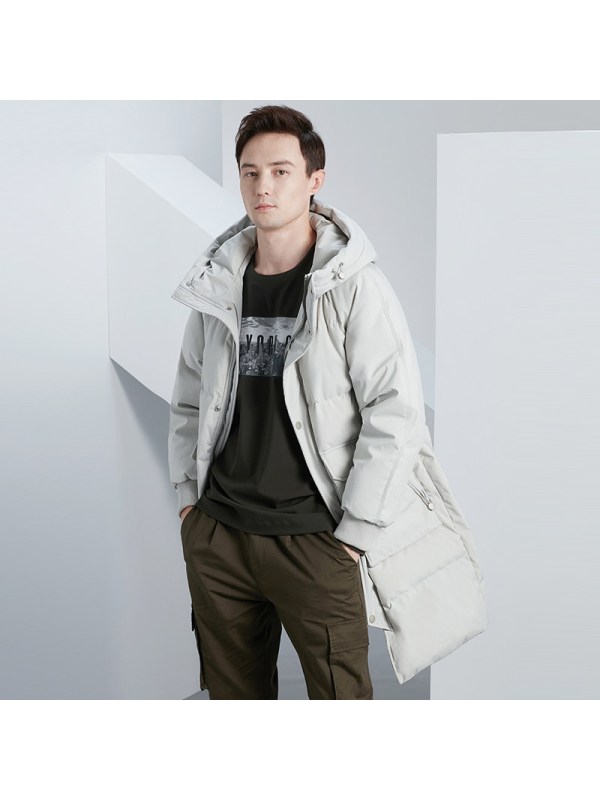 雅鹿羽绒服男中长款韩版2019新款宽松连帽外套加厚冬季面包服潮H