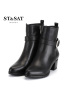 ST&SAT星期六专柜牛皮英伦尖头粗跟金属扣短靴SS54112160