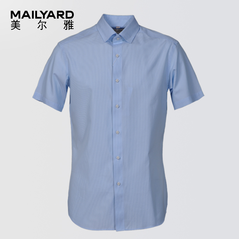 美尔雅(MAILYARD)短袖衬衫 莱赛尔商务男士衬衣 修身免烫衬衣 296