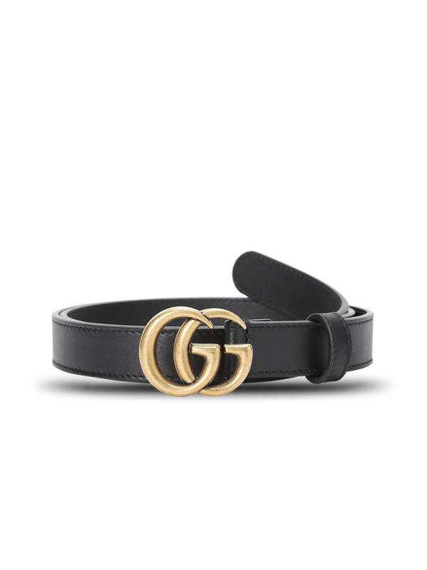 古驰GUCCI 腰带2.0D 双G饰扣光面皮409417金扣 女款腰带女士皮带