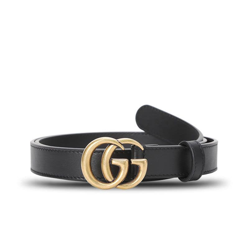古驰GUCCI 腰带2.0D 双G饰扣光面皮409417金扣 女款腰带女士皮带图片