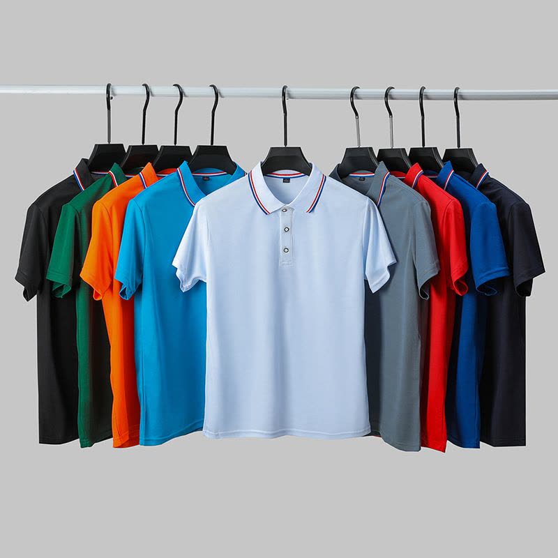 跑量男士polo衫2025夏季新款翻领短袖T恤男工作服翻领文化衫图片