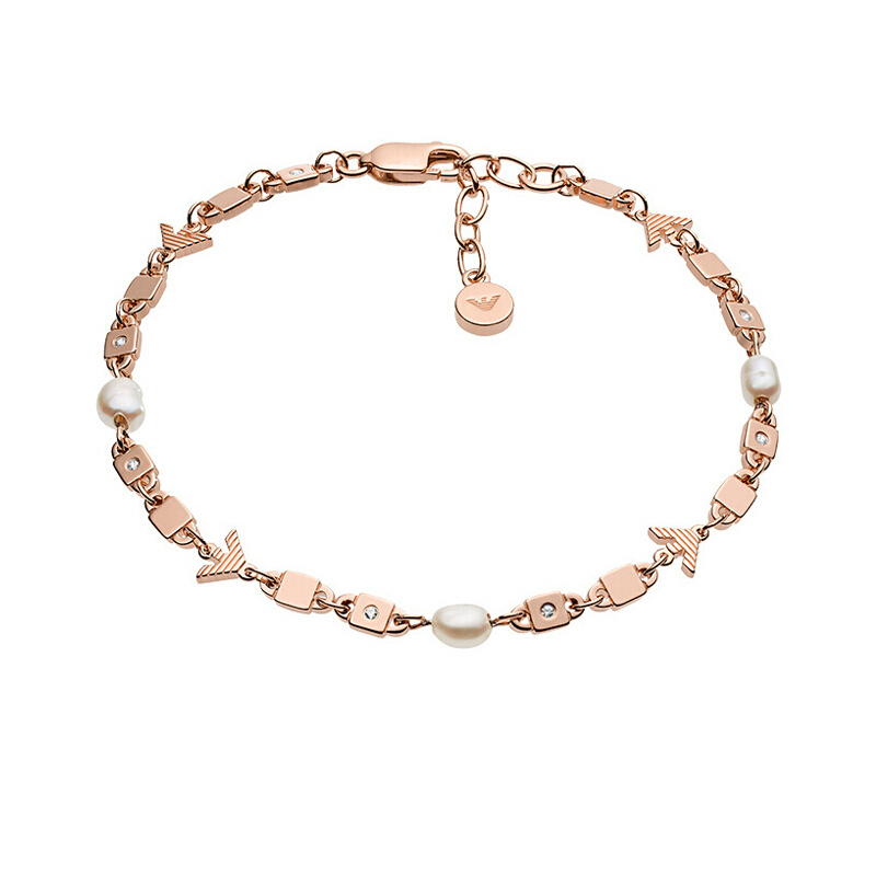 emporioarmani阿玛尼女士明星同款女士手链925银玫瑰金色时尚珍珠女士