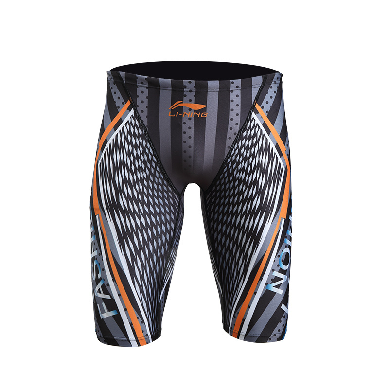 李宁泳裤男士大码五分平角游泳裤速干宽松及膝泳裤温泉专业泳裤141