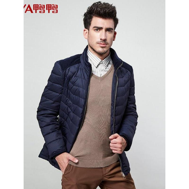 鸭鸭 秋冬新款 拼接立领商务羽绒服男短款冬装正品青年A-3518