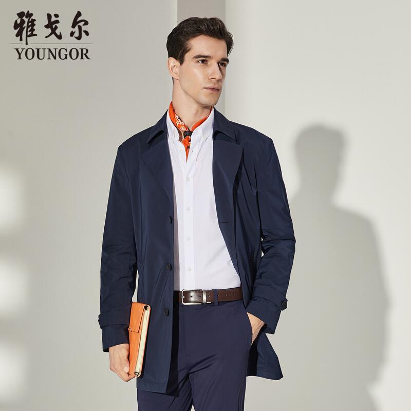 youngor雅戈尔商务休闲化纤面料商务休闲优雅素色藏青茄克风衣997fqa