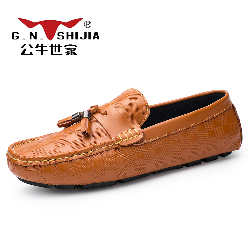 公牛世家(G.N.Shi Jia)男士真皮休闲鞋低帮商务皮鞋套脚豆豆鞋GN8004