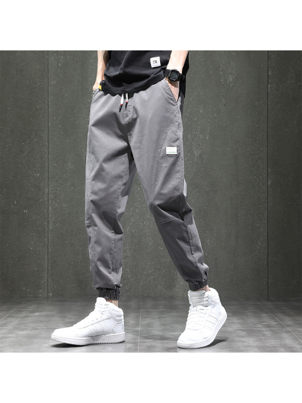 Ceba小清新休闲裤男小奶狗微哈工装裤潮流韩版大口袋裤子男魔术贴束脚