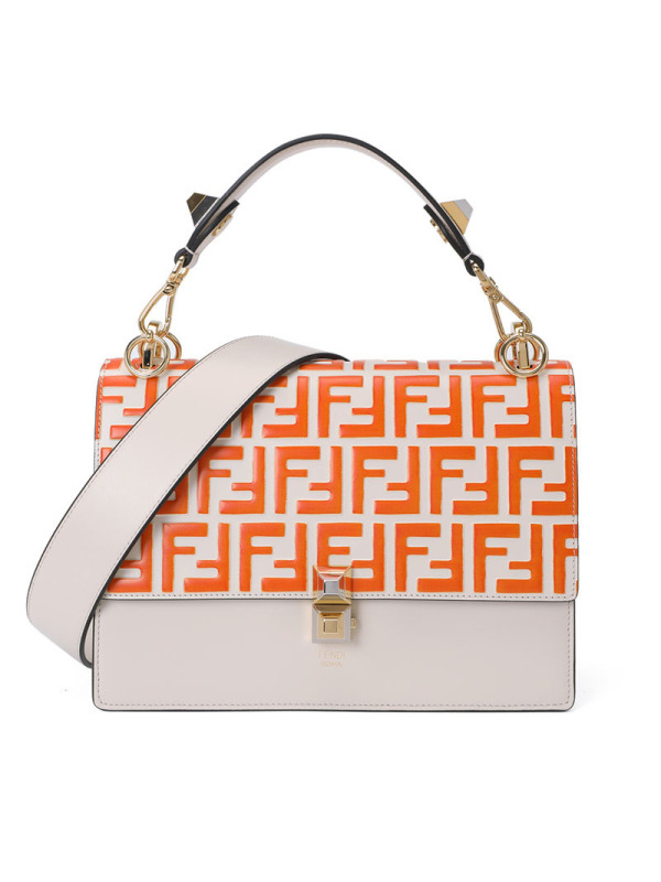 FENDI/芬迪 女包FF压花拼接KAN I手拎单肩包 8BT283 24.5x18x9.5CM