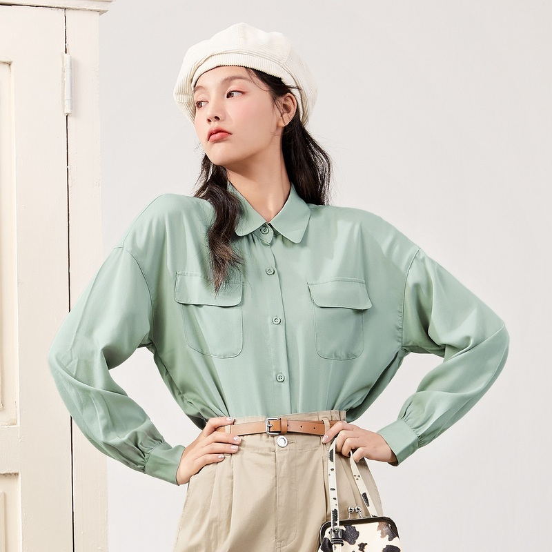 【满198减100预估价：61】森马衬衫女长袖春款2021新时尚宽松显瘦女士白衬衣学院风百搭上衣