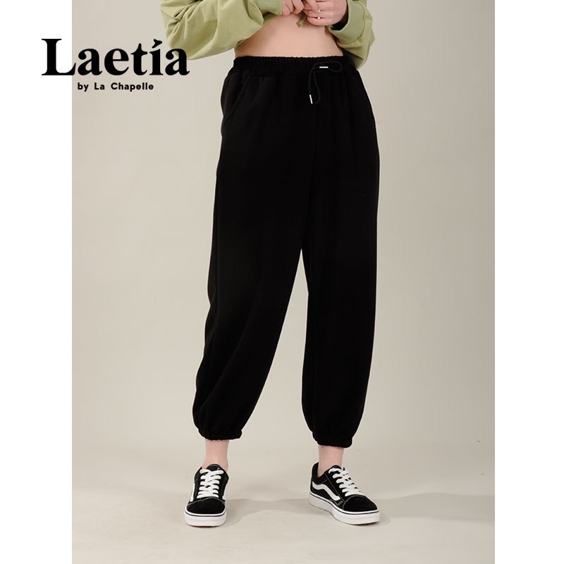 拉夏贝尔Laetia灰色运动裤女宽松束脚春夏新款显瘦百搭哈伦裤休闲卫裤911611992