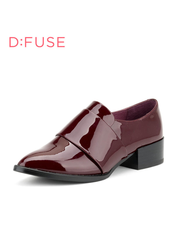 D：Fuse/迪芙斯春秋牛皮尖头中跟粗跟深口单鞋女鞋DF63112006