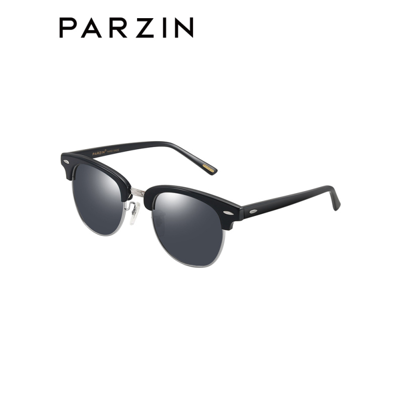 帕森（PARZIN）时尚潮人复古女士半框板材偏光太阳镜男司机开车墨镜9292
