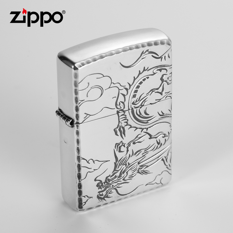 zippo正品打火机 芝宝正版专柜防风火机 金银龙出云