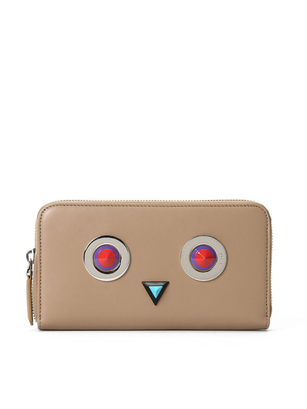 FENDI/芬迪 女钱包铆钉机器图案长款拉链钱夹 8M0299 18.5x11x2.5CM