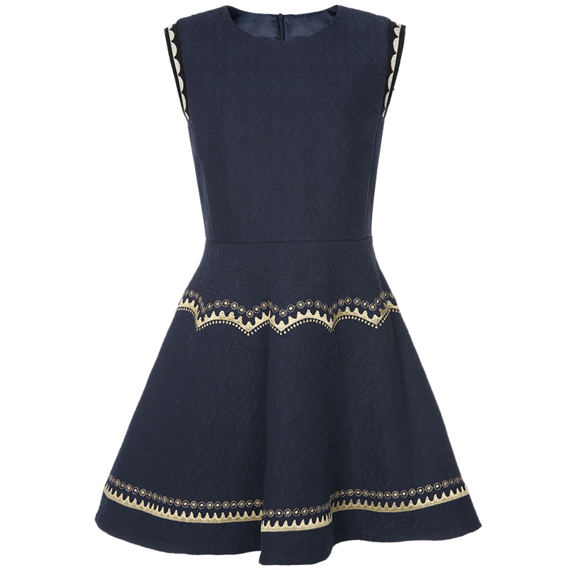 秋水伊人2019新款女韩版显瘦复古气质无袖连衣裙子fr10030