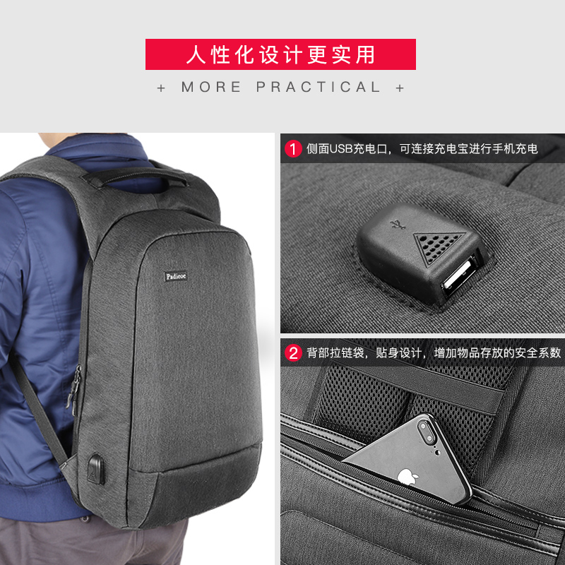 【顺丰配送】双肩背包男潮流旅行双肩包潮牌电脑包男旅行包男书包时尚潮流男士帆布背包SJ180779HUI
