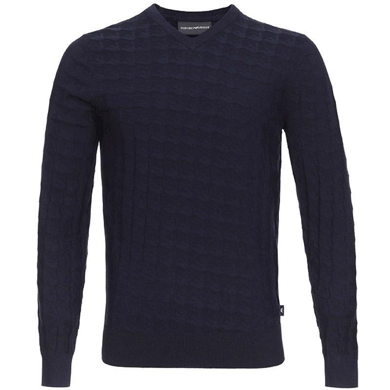 EMPORIO ARMANI EA 阿玛尼 男款粘胶纤维V领长袖套头衫 3Z1MYB 1MPQZ