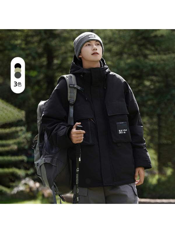 90绒防寒羽绒服冬装新款冲锋衣男士美式宽松加厚保暖工装羽绒外套