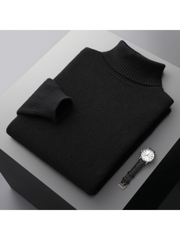 男士羊毛衫高领加厚毛衣内搭保暖长袖针织套头毛衫秋冬打底