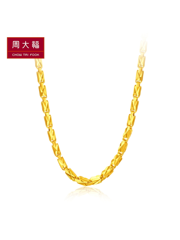 周大福时尚车花足金黄金项链计价(工费188元)F217481