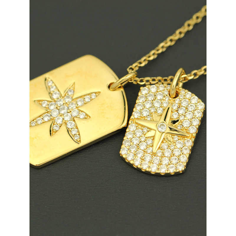 apmmonaco金黄色方形星星项链设计感时尚毛衣链通用吊坠锁骨链ac4829