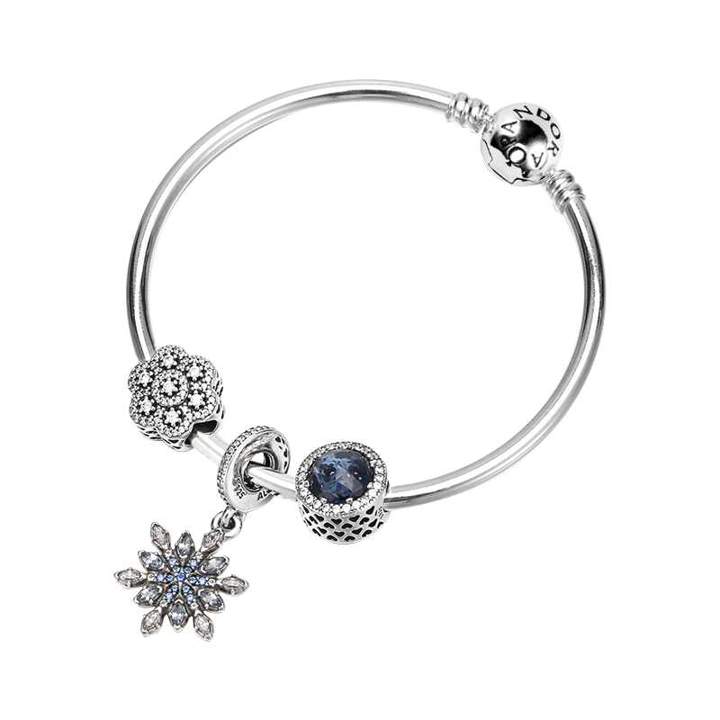 pandora潘多拉成品手链蓝色水晶雪花925银时尚串珠成品手链zh008参数