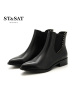St&Sat/星期六冬新款切尔西短靴女牛皮尖头铆钉女靴子SS64117071