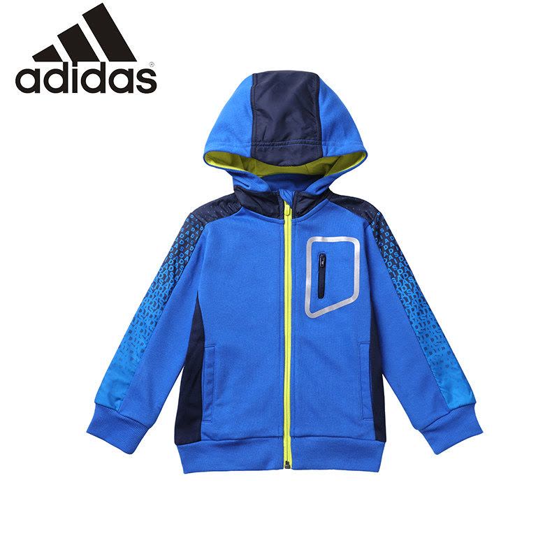 Adidas阿迪达斯童装新款男女小童针织运动连帽卫衣夹克外套AY4655图片