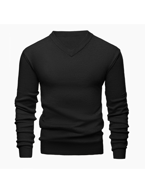 V领针织衫男纯色净版长袖加厚500g大码男士毛衣