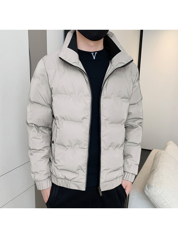 冬装新款羽绒服男立领潮流纯色百搭青年羽绒服帅气保暖面包服外套