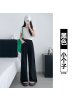 粉色醋酸阔腿裤女新款夏季垂感直筒休闲小个子窄版冰丝山本裤