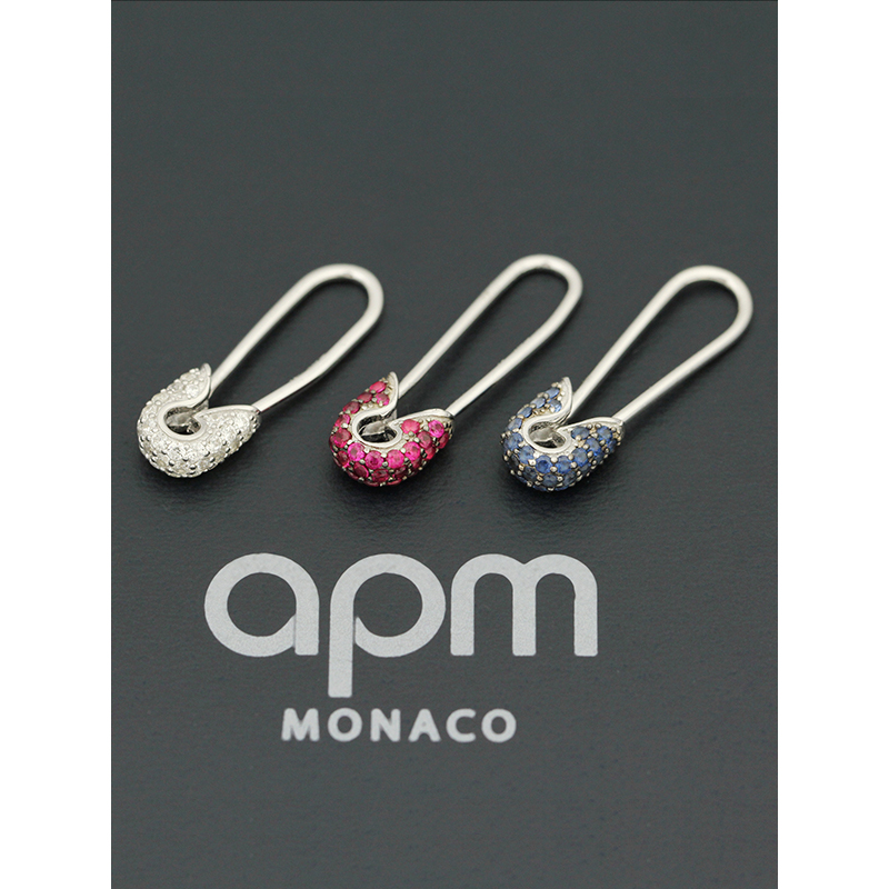 [apm MONACO]曲形别针耳环简约时尚穿孔银925银耳饰回形针耳挂女士百搭银饰品男女通用
