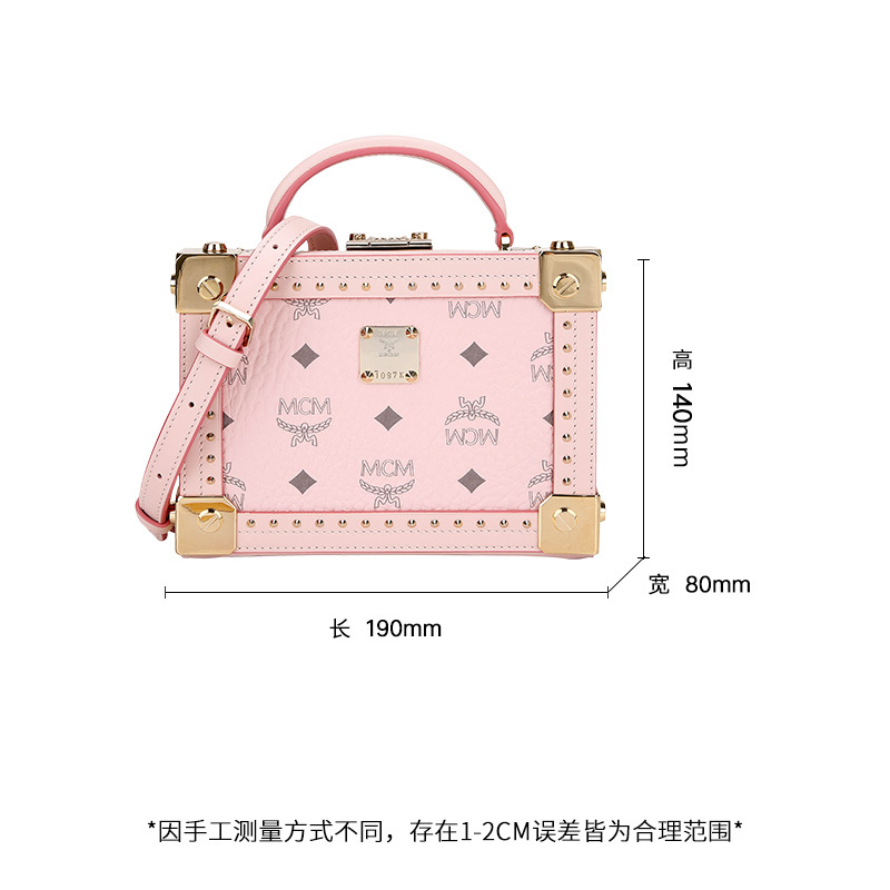 MCM 女士粉色人造革铆钉手提单肩斜挎包MWRASBN02QH001