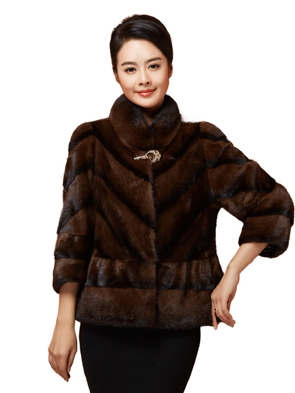 憨厚皇后 冬季新款海宁水貂毛皮草外套修身整貂皮大衣女75