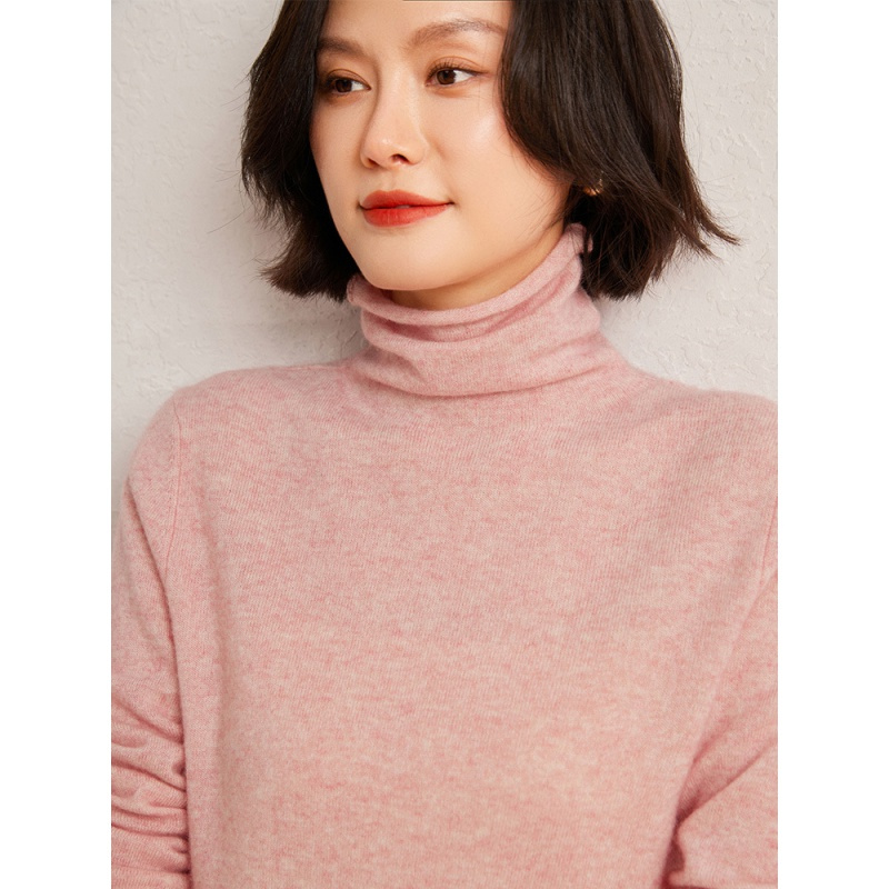 堆堆领山羊绒针织衫秋冬新款女纯色长袖羊毛衫时尚百搭打底衫