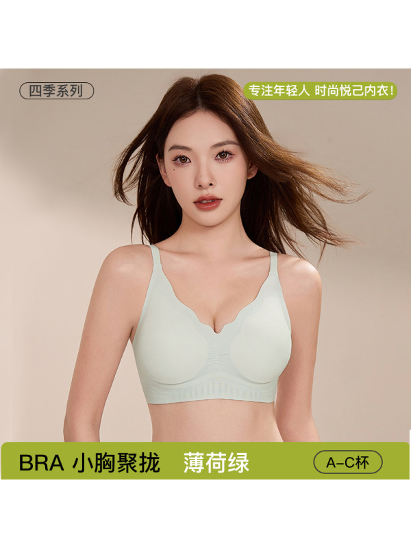 无痕内衣女聚拢小胸提拉上托胸罩舒适无痕无钢圈收副乳防下垂文胸