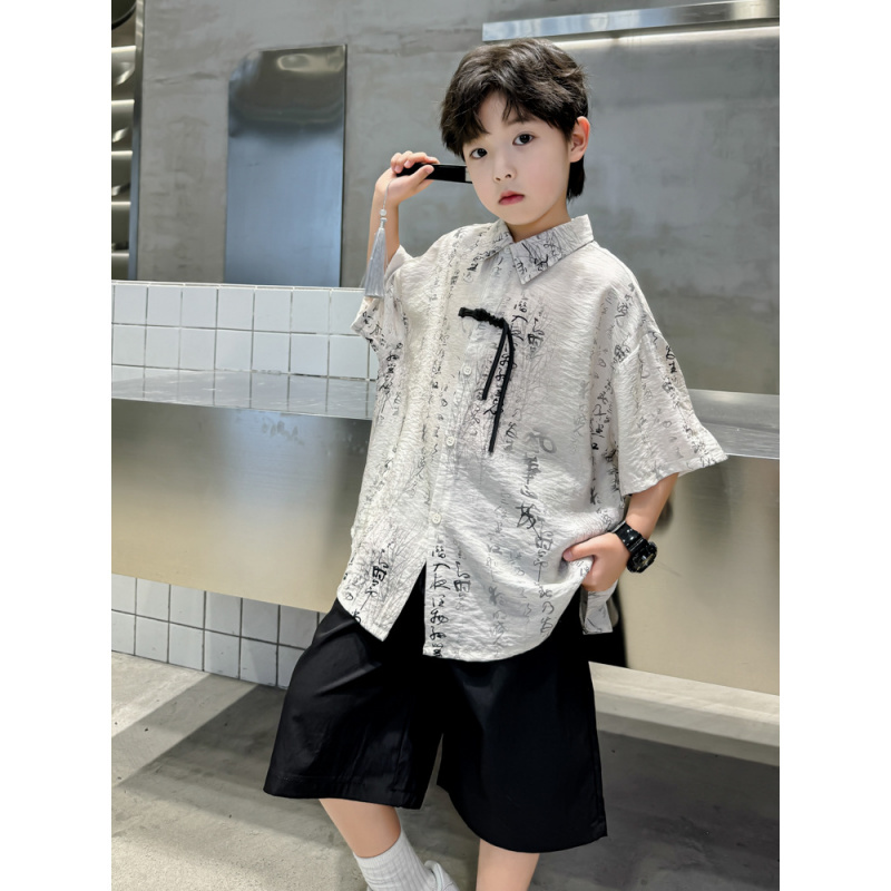 男童汉服套装2025新款中式国风儿童唐装男孩古装表演服演出夏季潮