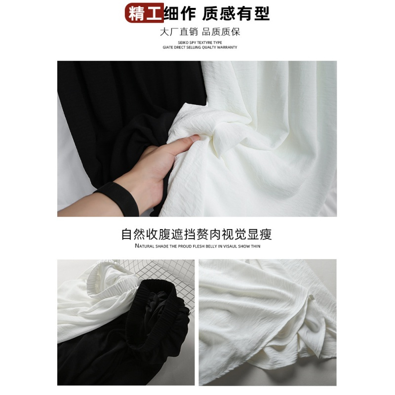 蓝色裙裤女夏季新款醋酸半身裙小个子休闲垂感冰丝阔裤裙夏天